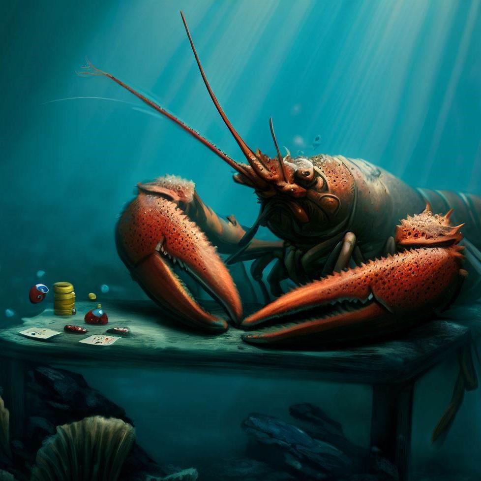 Lobster playing poker